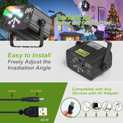 Luces Fiesta Laser Dj Audioritmicas Estroboscopica Proyector