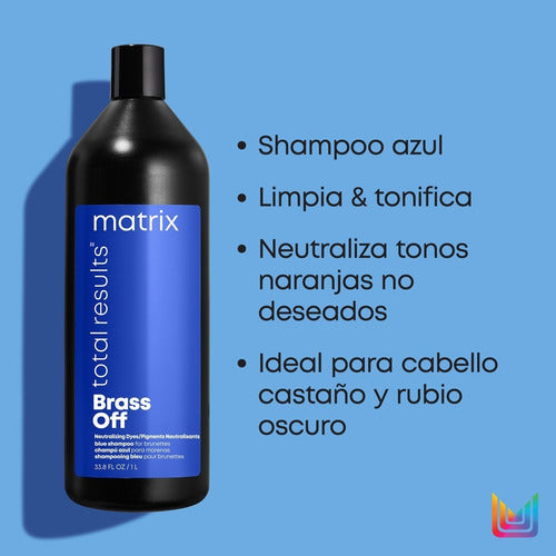 Shampoo Matizador Azul Para Cabello Castaño 1l Matrix