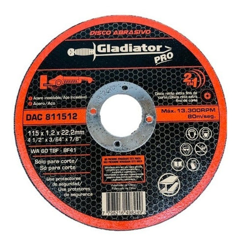 Disco De Corte Metal Inoxidable 4 1/2 Gladiator 50pz