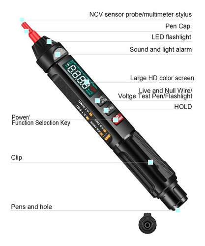 Kkm100-eng Pen Multimetros Digital Voltimetro 3 En 1