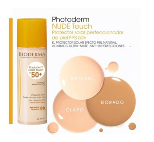 Protector Solar Bioderma Photoderm Nude Touch Tono Dorado