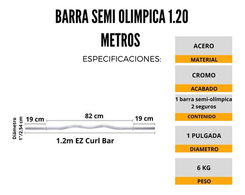 Barra Z Semi-olimpica Con Seguros Cromada