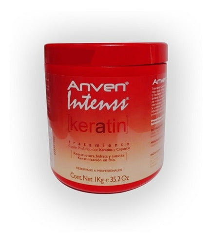 Kit Anven Intenss Shampoo Y Tratamiento Keratina 1kg Sin Sal