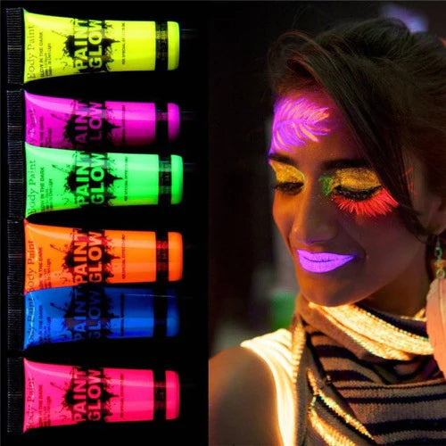 48 Tubo Pintura Fluorescente Neon Corporal Maquillaje Luz Uv