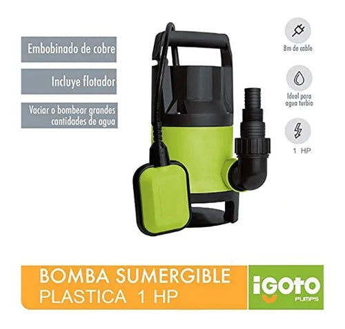Bomba Sumergible De Plastico 1 Hp Igoto Spl750