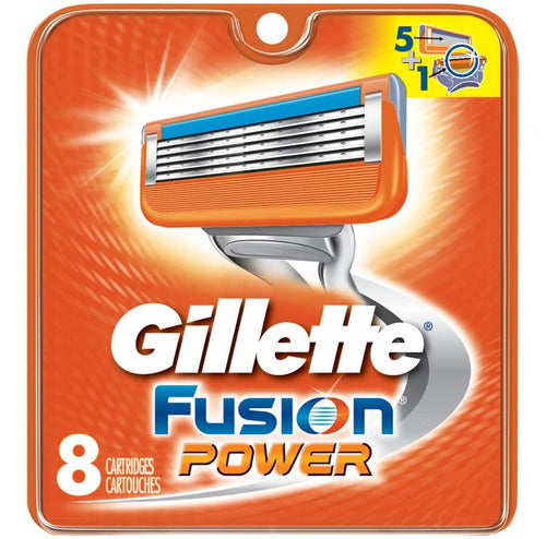 Cartuchos Gillette Fusion Power 5+1 Navajas - Paquete De 8