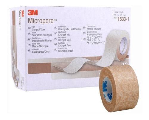 Micropore 3m Color Piel 1 Pulgada Caja Con 12 Piezas