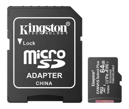 Memoria Microsd De 64 Gb Kingston, Clase U1, V10, A1