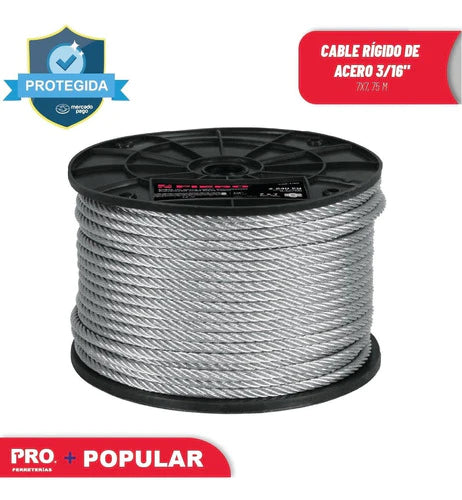 Cable Rígido De Acero 3/16 , 7x7, 75 M    44206