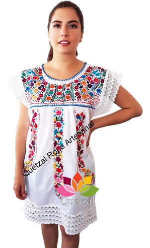 Vestido Dama Mexicano Artesanal Bordado Típico Tradicional