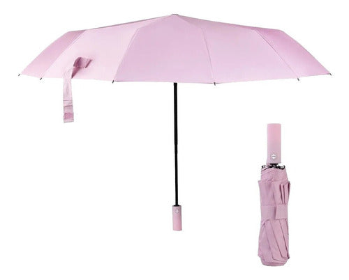 Paraguas Sombrilla Automático Con Botón Y 8 Varillas Rosa