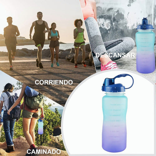 Botella Para Agua Deportiva De Medio Galón Multicolor Azul