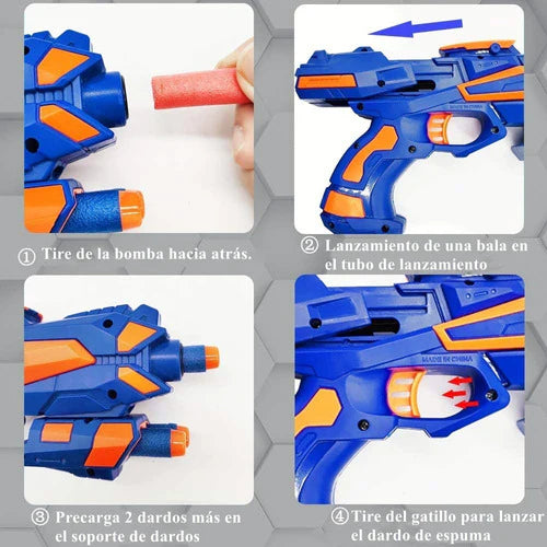 Pistola Juguete Con 40 Balas Para Niños Compatible Nerf