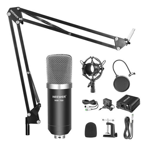 Kit Microfono Condensador Grabación Y Alimentación Phantom