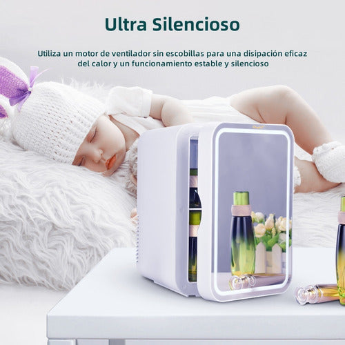Mini Refrigerador De 6 Litros Con Espejo Y Luz Led