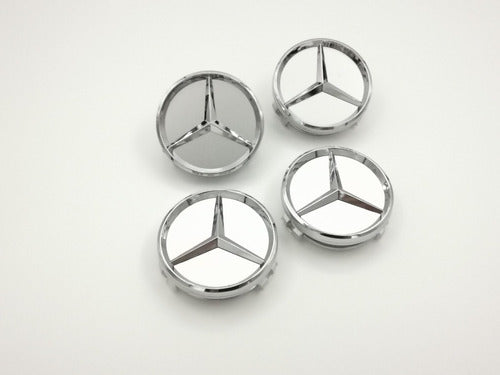 4 Tapas Centro De Rin Mercedes Benz 60mm Color Plata