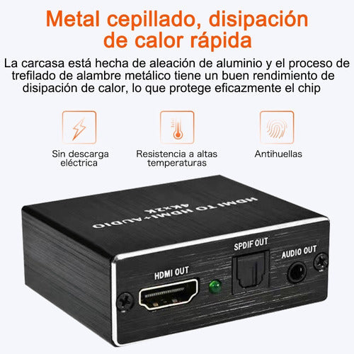 Extractor De Audio Hdmi 4k 5.1 Spdif Estéreo Convertidor De