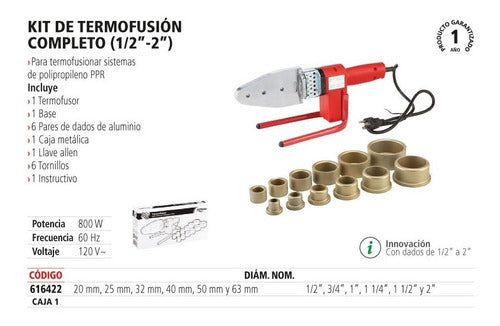 Termofusora Iusa P/tuboplus Kit Completo 6 Dados 1/2  A 2