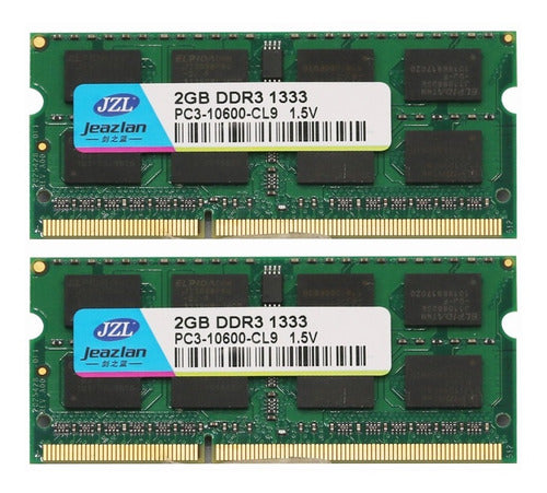 2pza 2gb Memoria Ram Laptop Ddr3 Pc3-10600s 1333mhz Sodimm