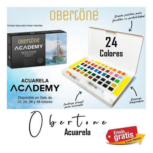 Acuarela Obertöne 24 Colores Academy + Water Brush