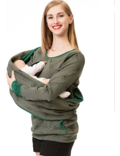 Camiseta Lactancia Mamá Verde Cargador Bebé Girlboss