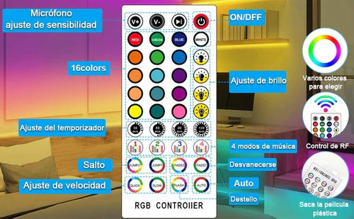 Tira De Luces Led App Bluetooth Control 5050 Rgb (1x20m)