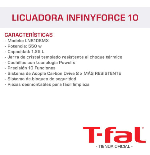 Licuadora T-fal Infinyforce 10 Vel Pica Hielo Tefal Oferta