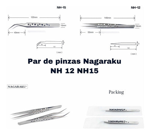 Pinzas Profesionales Nagaraku Nh-15 Nh-12 Curva Y Recta