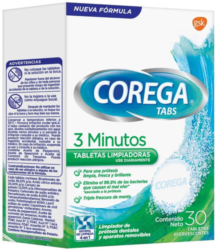 Tabletas Limpiadoras Corega Tabs Prótesis Dentales 3 Pack
