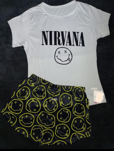 Pijama De Mujer Nirvana Música Short Y Blusa