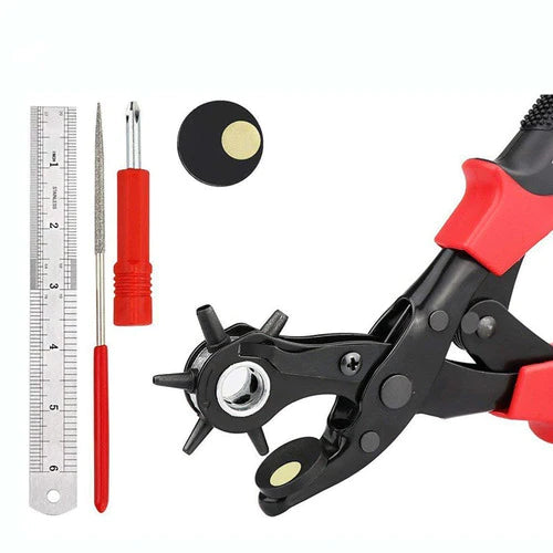 Leather Hole Puncher, Revolving Punch Pliers Tool For Belt