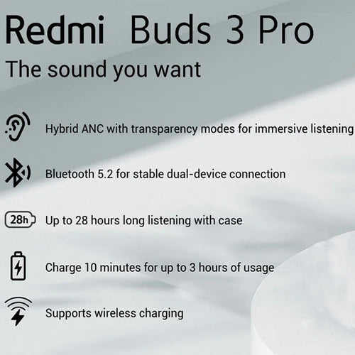 Audífonos Xiaomi Redmi Buds 3pro Tws Con Cancelación Ruido