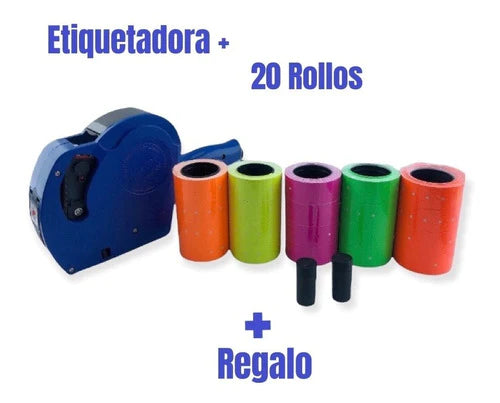 Etiquetadora Manual Precios + 20 Rollos Colores