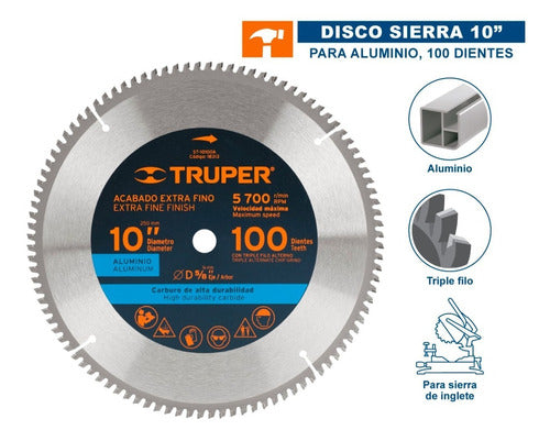 Disco Sierra Aluminio 10'  Centro 5/8' Truper 18313