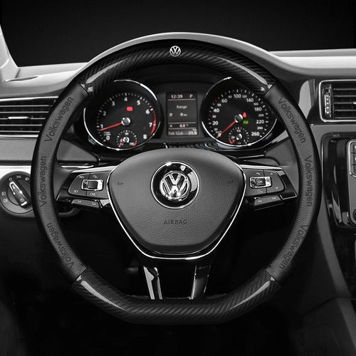 Funda De Volante De Fibra De Carbono De 38cm Para Volkswagen