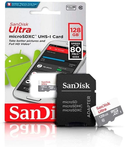 Memoria Micro Sd 128gb Sandisk Ultra Clase 10 Con Adaptador