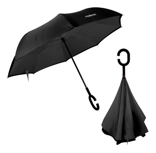 Paraguas Invertido Doble Refuerzo Resistente Ligero Redlemon