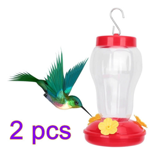 Plástico Flor Pájaro Colibrí Cuenco De Agua Alimentador 2pc
