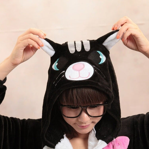 Kigurumi Gato Negro Cat Cosplay Pijama Mameluco Disfraz