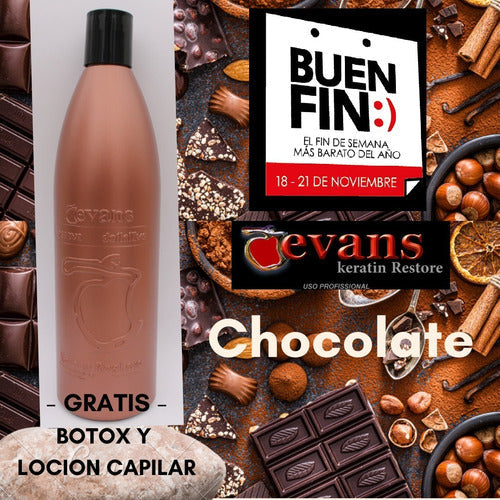 Chocolate Con Keratina Brasileña Evans +  Detox Y Locion Cap