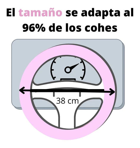 Kit Funda Cubre Volante Felpa Brillos Accesorio Rosa Mujer