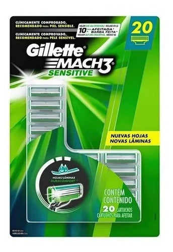 20pzas Gillette Mach3 Sensitive, Cartuchos Para Afeitar(it50