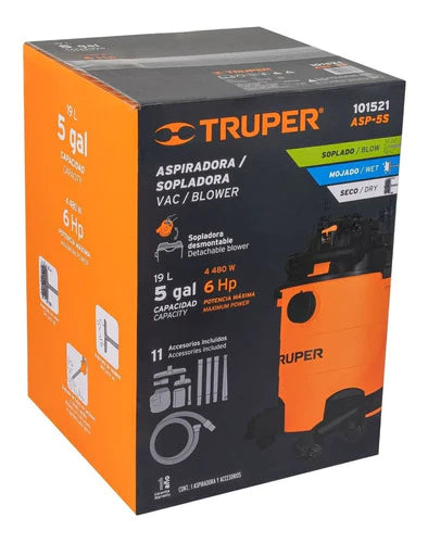 Aspiradora Truper Asp-5s 19l  Naranja/negra 127v 60hz