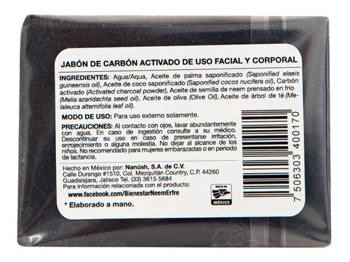 Jabon Carbon Activado Y Neem - Paq De 5 - Bienestar Neem