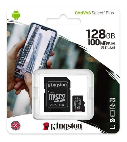 Micro Sd 128 Gb Kingston 100 Mb/s R Clase 10 Canvas Select P