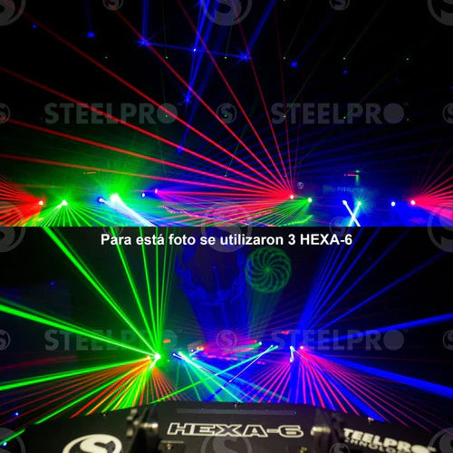Laser Dj Hexa 6 Rgb, 6 Canales, Dmx512 Steelpro