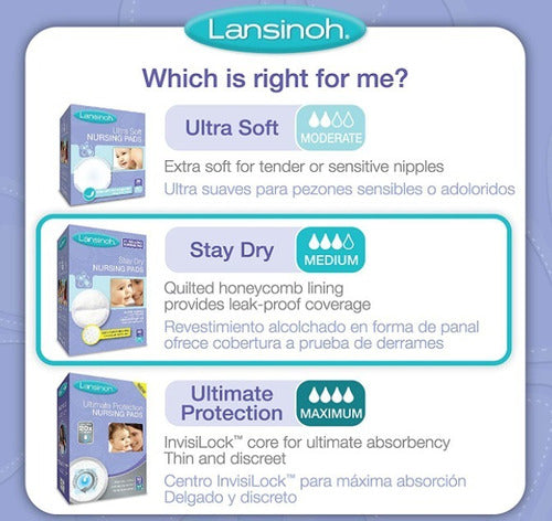 Lansinoh Stay Dry Almohadillas De Lactancia Desechables 100