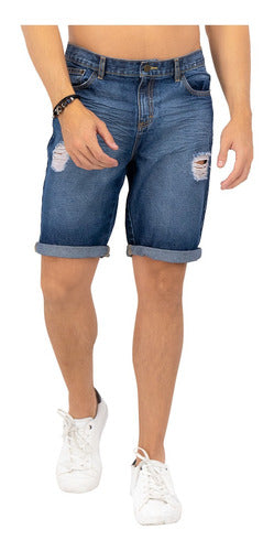 Shorts Mezcilla Hombre Bermuda Jeans Desgastados Cómodos