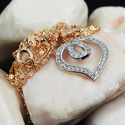 Collar Cadena Eslabón Barco Dije Corazón Oro 18k Diamantes