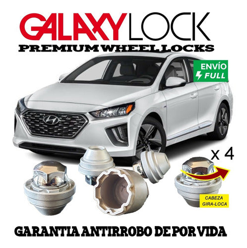 4 Tuercas Galaxylock Hyundai Ioniq Full! - Garantia Antirrob